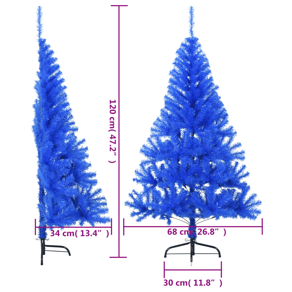 vidaXL Artificial Half Christmas Tree with Stand Blue 120 cm PVC