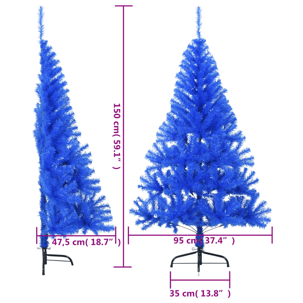 vidaXL Artificial Half Christmas Tree with Stand Blue 150 cm PVC