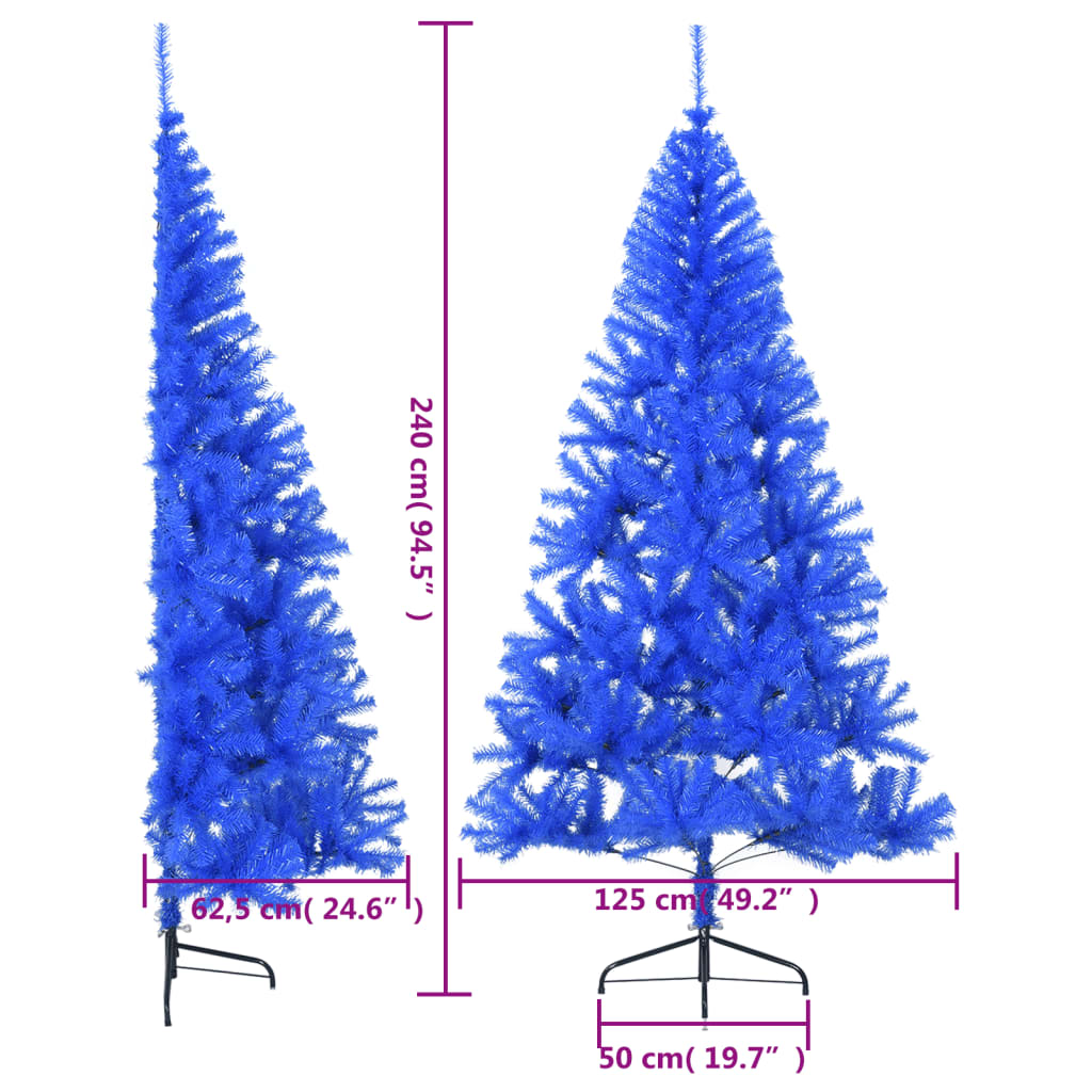 vidaXL Artificial Half Christmas Tree with Stand Blue 240 cm PVC