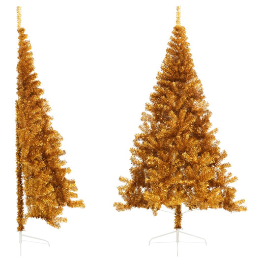 vidaXL Artificial Half Christmas Tree with Stand Gold 210 cm PET