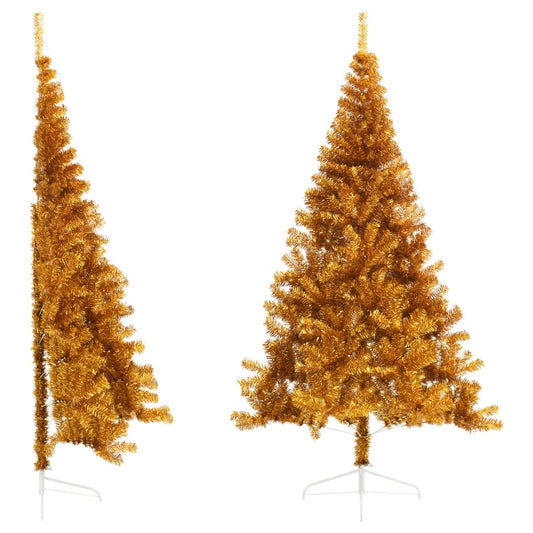 vidaXL Artificial Half Christmas Tree with Stand Gold 240 cm PET