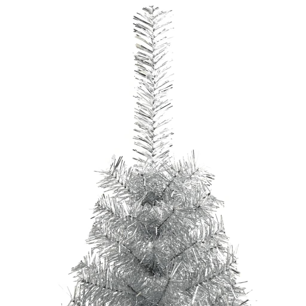 vidaXL Artificial Half Christmas Tree with Stand Silver 120 cm PET