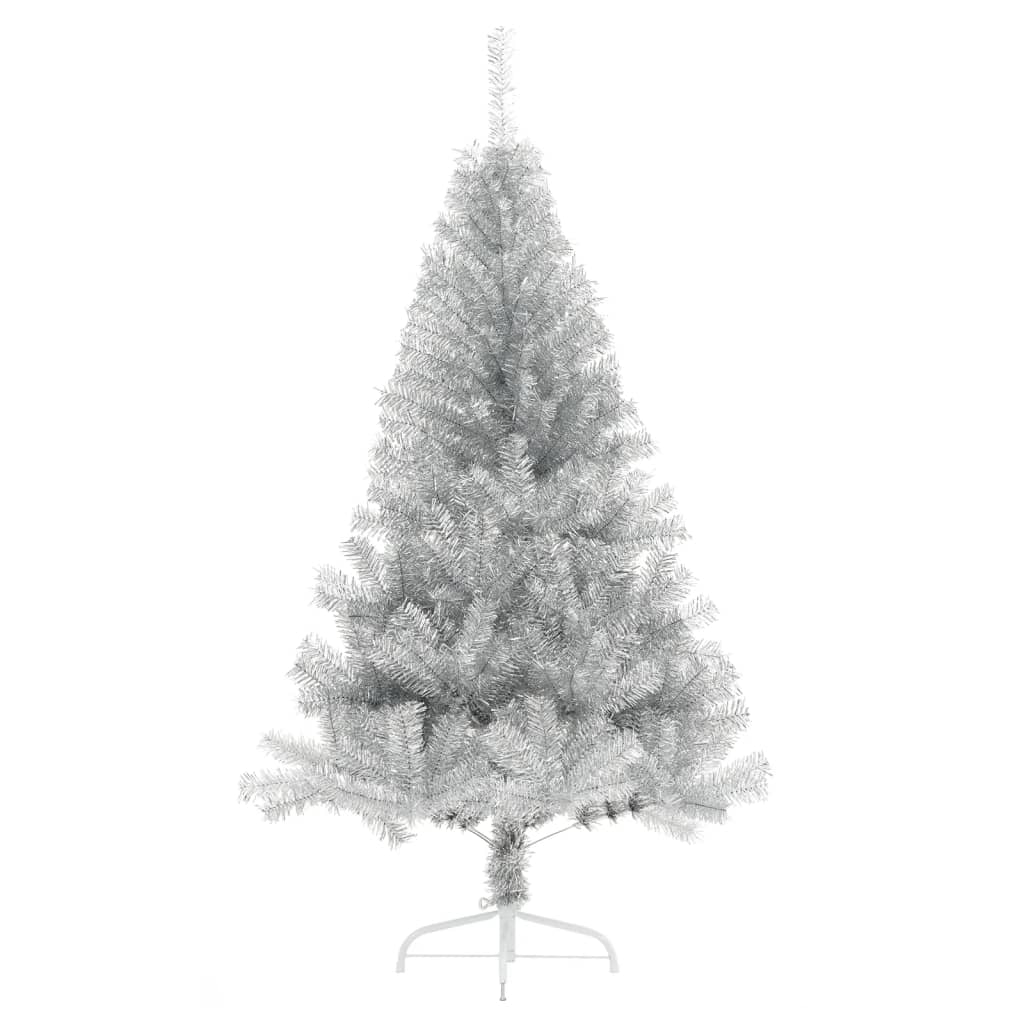 vidaXL Artificial Half Christmas Tree with Stand Silver 150 cm PET