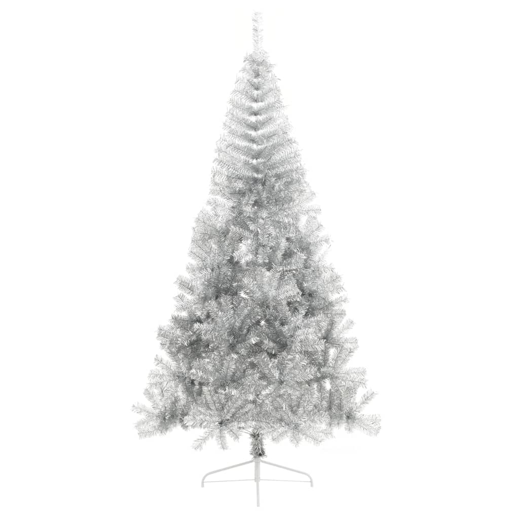 vidaXL Artificial Half Christmas Tree with Stand Silver 210 cm PET