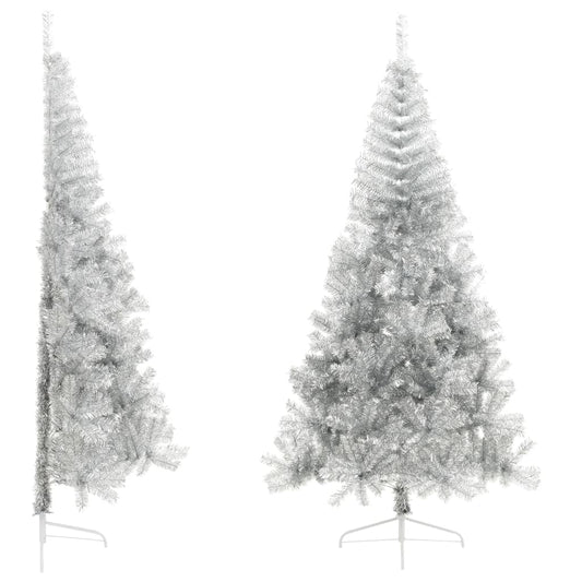 vidaXL Artificial Half Christmas Tree with Stand Silver 240 cm PET