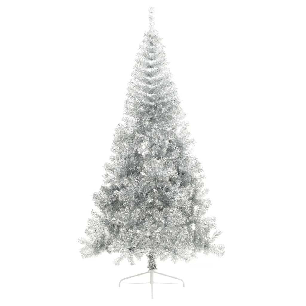 vidaXL Artificial Half Christmas Tree with Stand Silver 240 cm PET