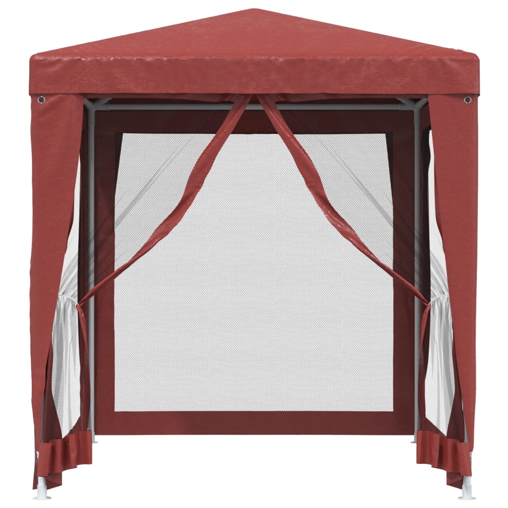 vidaXL Party Tent with 4 Mesh Sidewalls Red 2x2 m HDPE