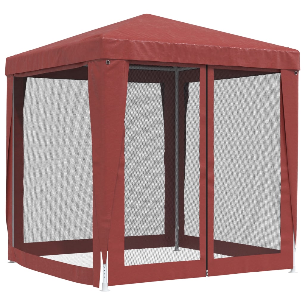 vidaXL Party Tent with 4 Mesh Sidewalls Red 2x2 m HDPE