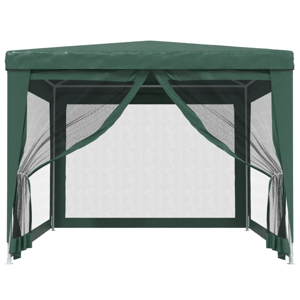 vidaXL Party Tent with 4 Mesh Sidewalls Green 3x4 m HDPE