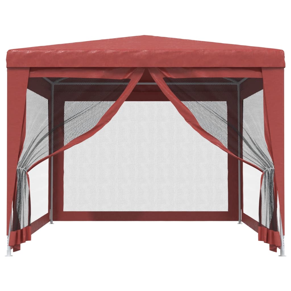 vidaXL Party Tent with 4 Mesh Sidewalls Red 3x4 m HDPE