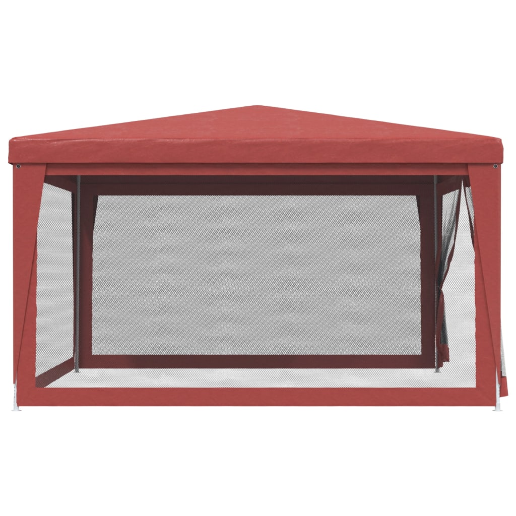 vidaXL Party Tent with 4 Mesh Sidewalls Red 4x4 m HDPE