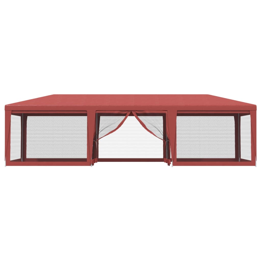 vidaXL Party Tent with 8 Mesh Sidewalls Red 9x4 m HDPE