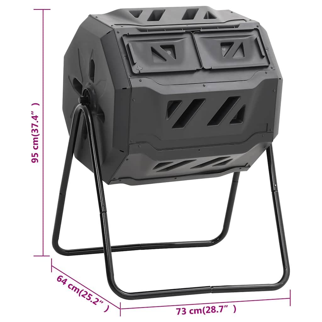152232 vidaXL Garden Compost Bin Black 73x64x95 cm 160 L