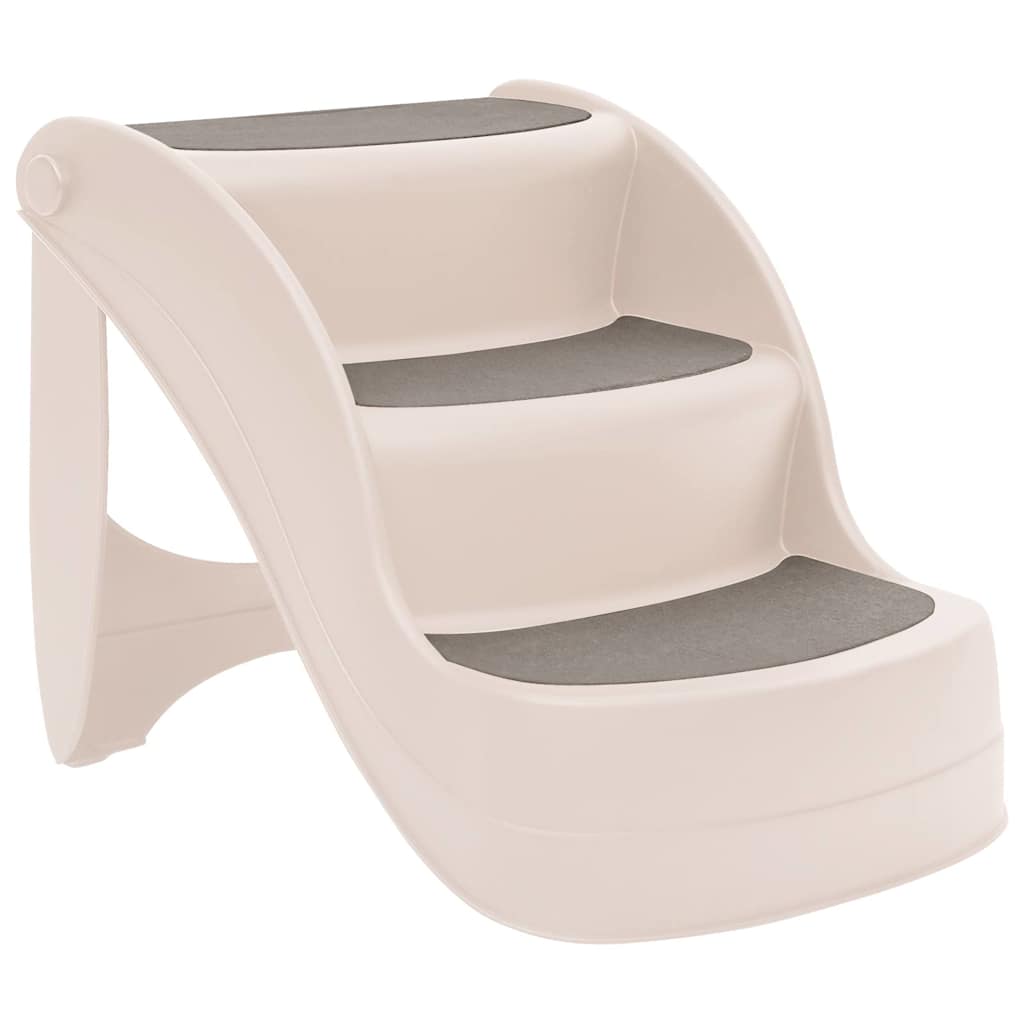 152233 vidaXL Folding 3-Step Dog Stairs Cream 50x38x38 cm Plastic
