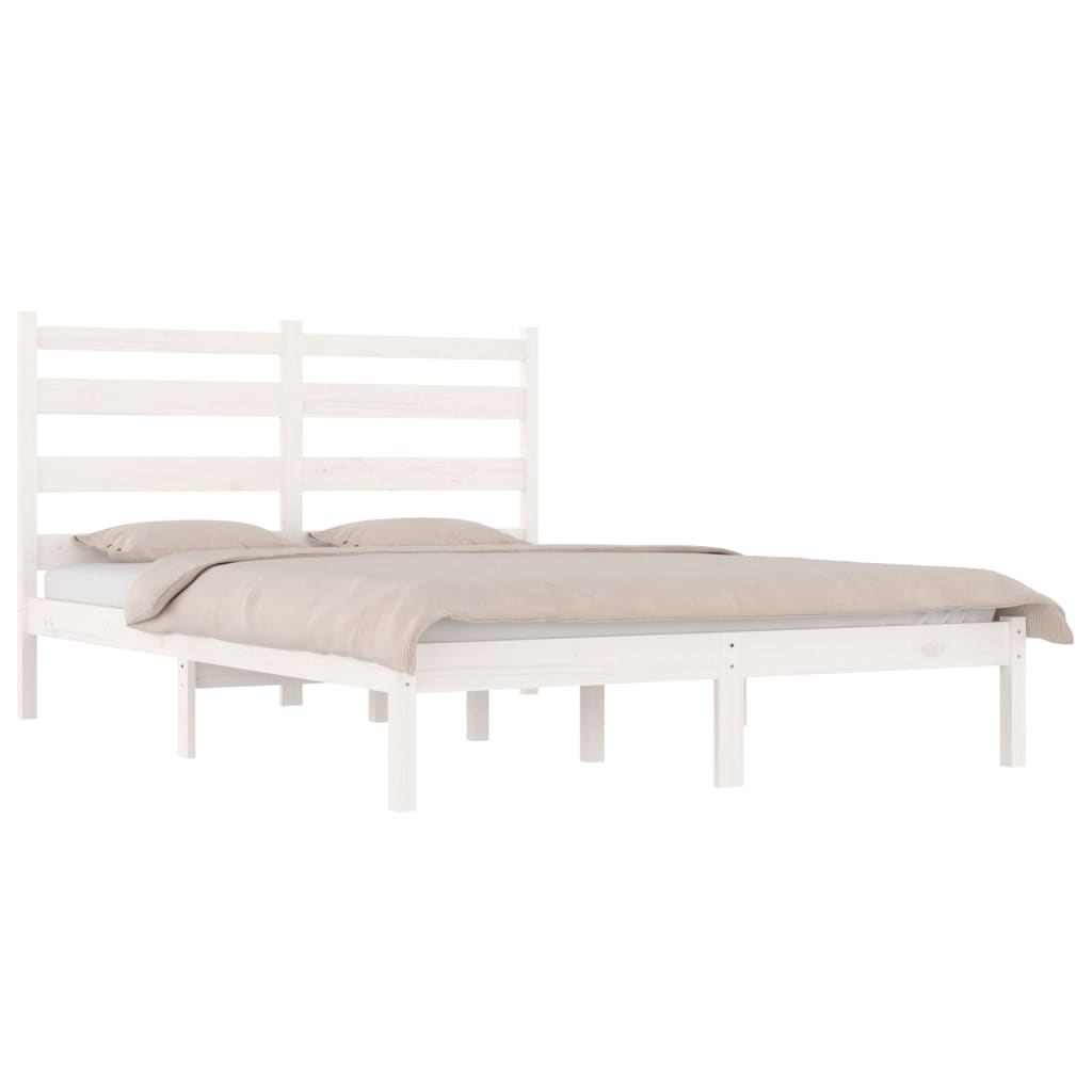 vidaXL Bed Frame without Mattress White Solid Wood Pine Small Double