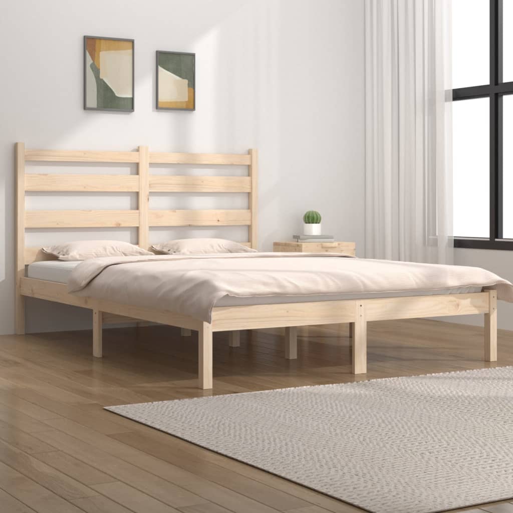 vidaXL Bed Frame without Mattress Solid Wood Pine Double