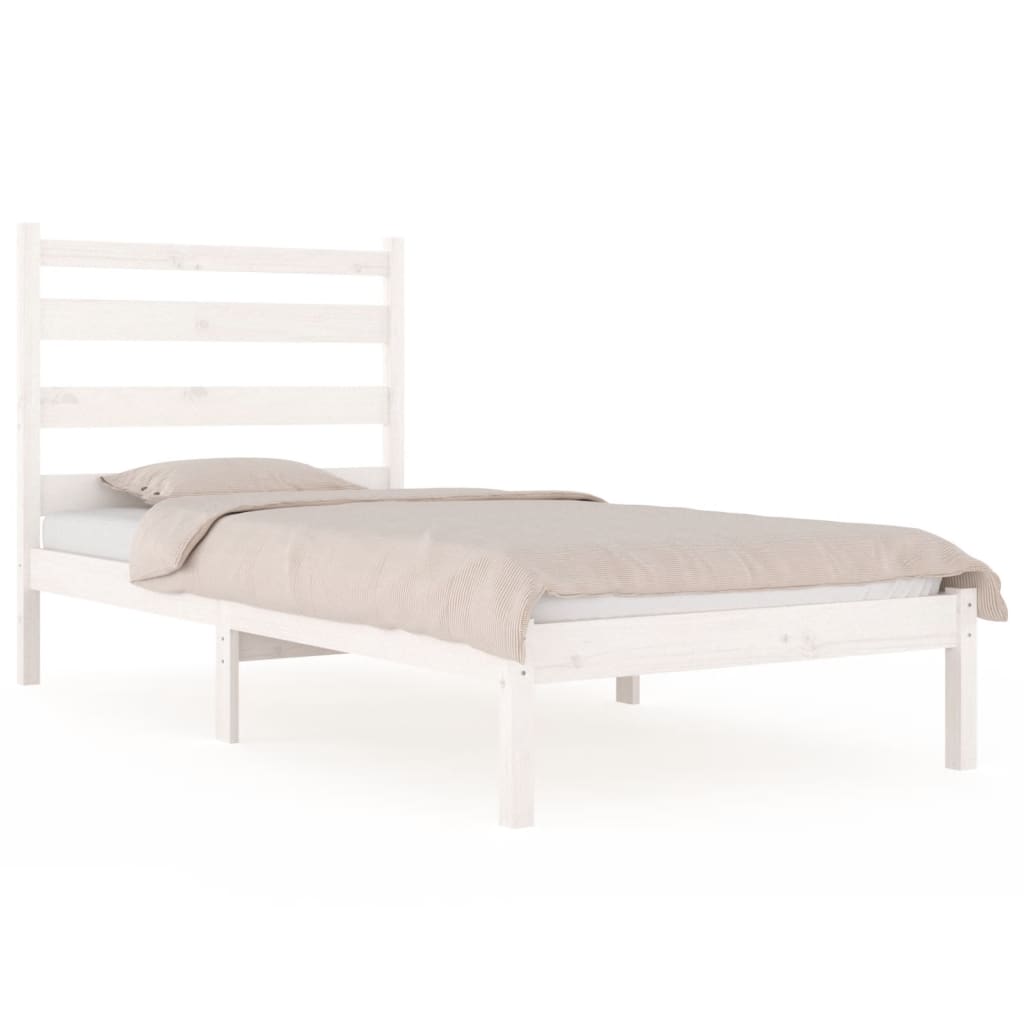 3103634 vidaXL Bed Frame without Mattress White Solid Wood 90x200 cm (810003+818401)