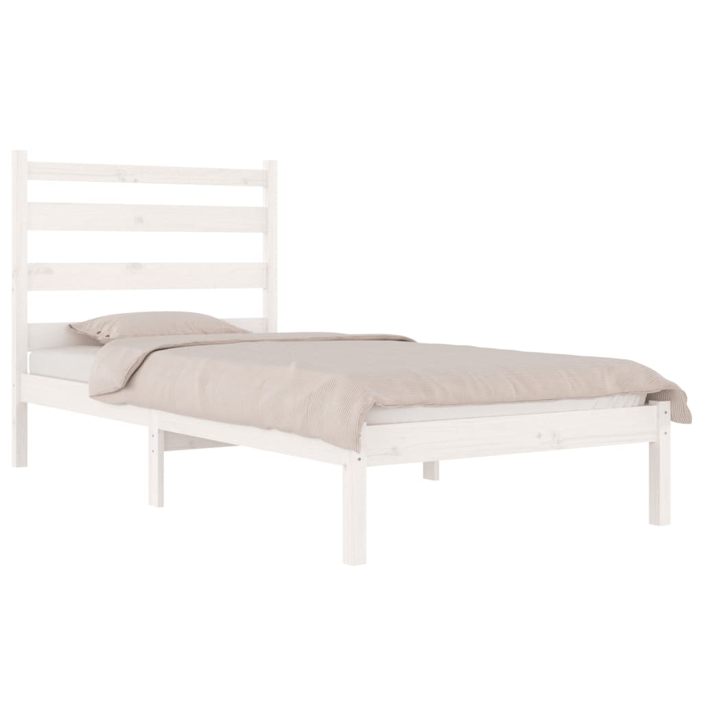 3103634 vidaXL Bed Frame without Mattress White Solid Wood 90x200 cm (810003+818401)