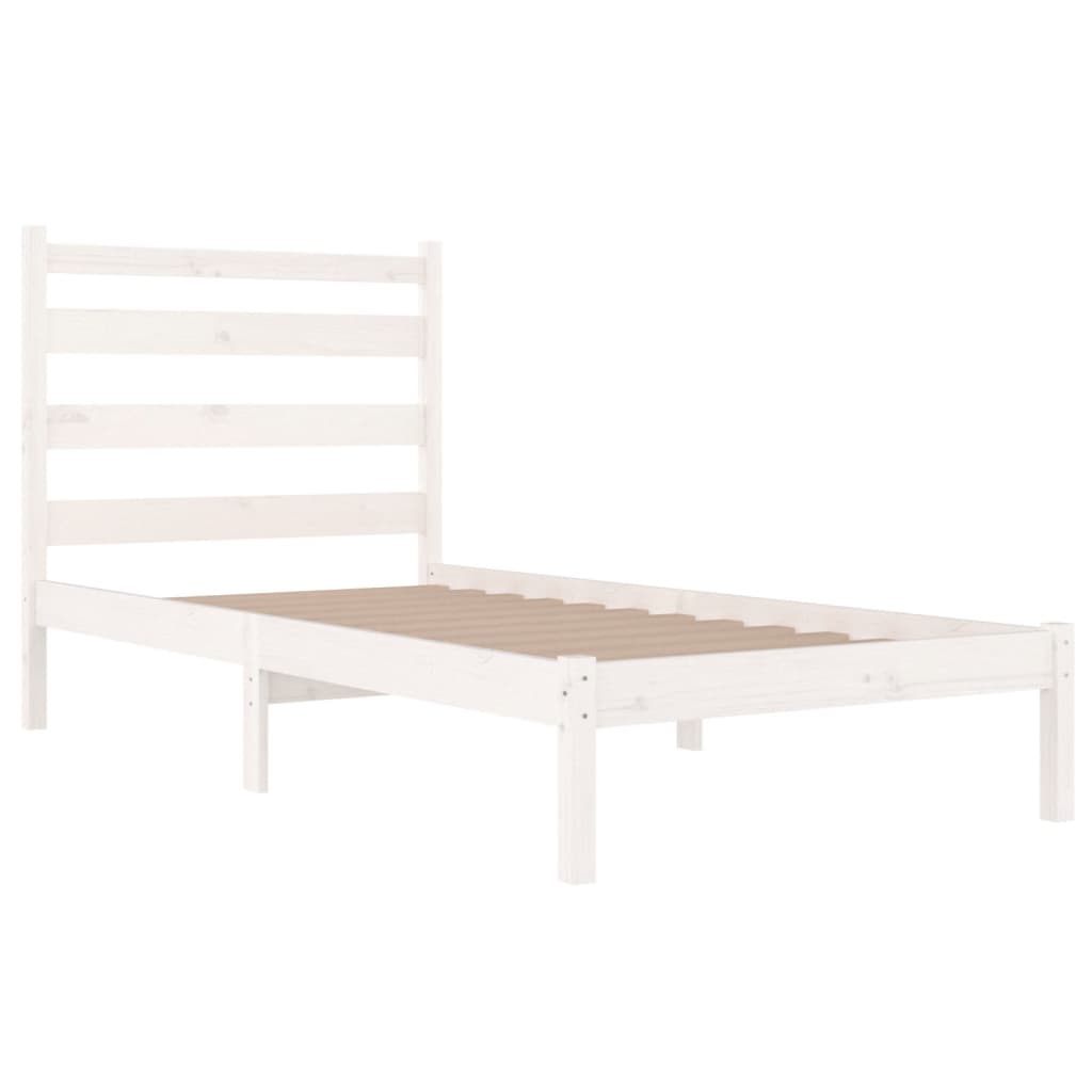 3103634 vidaXL Bed Frame without Mattress White Solid Wood 90x200 cm (810003+818401)