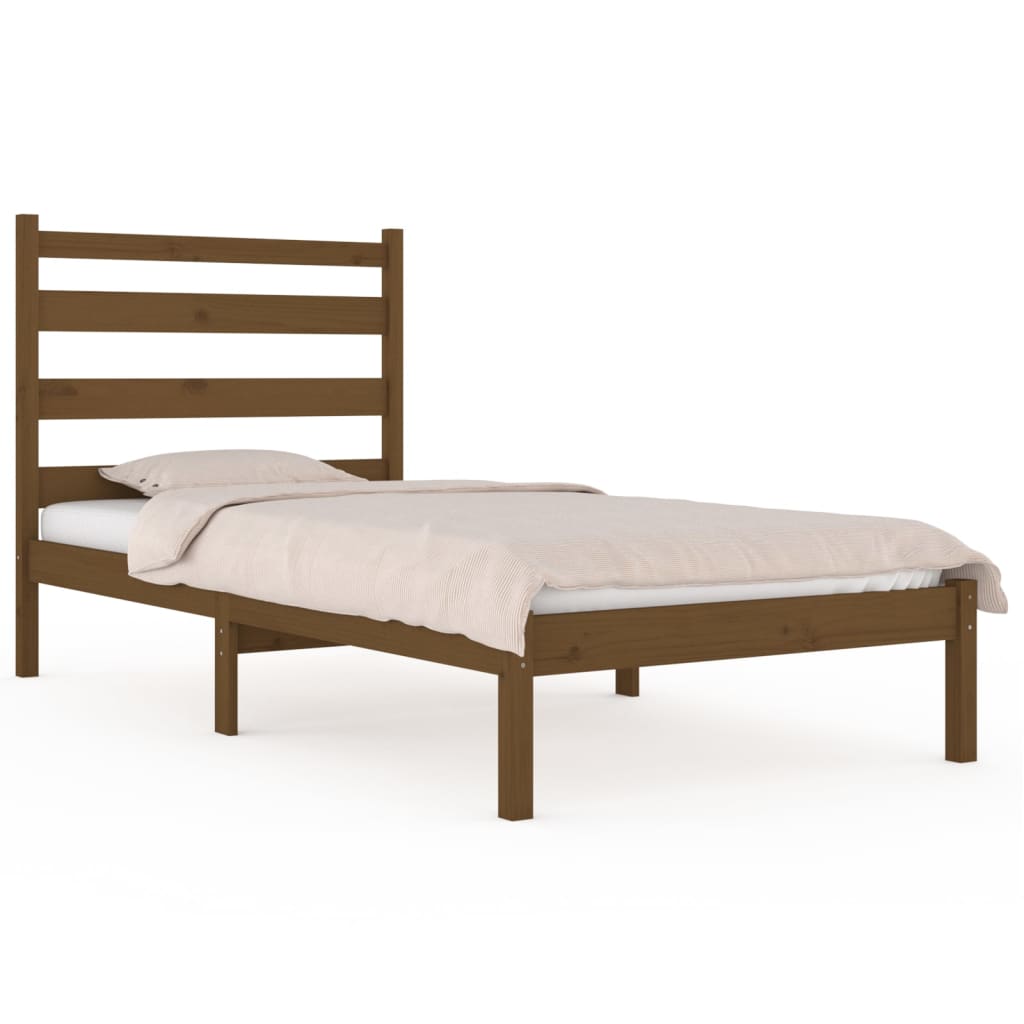 3103641 vidaXL Bed Frame without Mattress Honey Brown Solid Wood 100x200 cm (810010+818408)