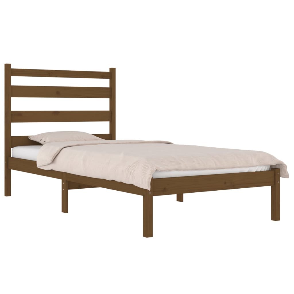 3103641 vidaXL Bed Frame without Mattress Honey Brown Solid Wood 100x200 cm (810010+818408)