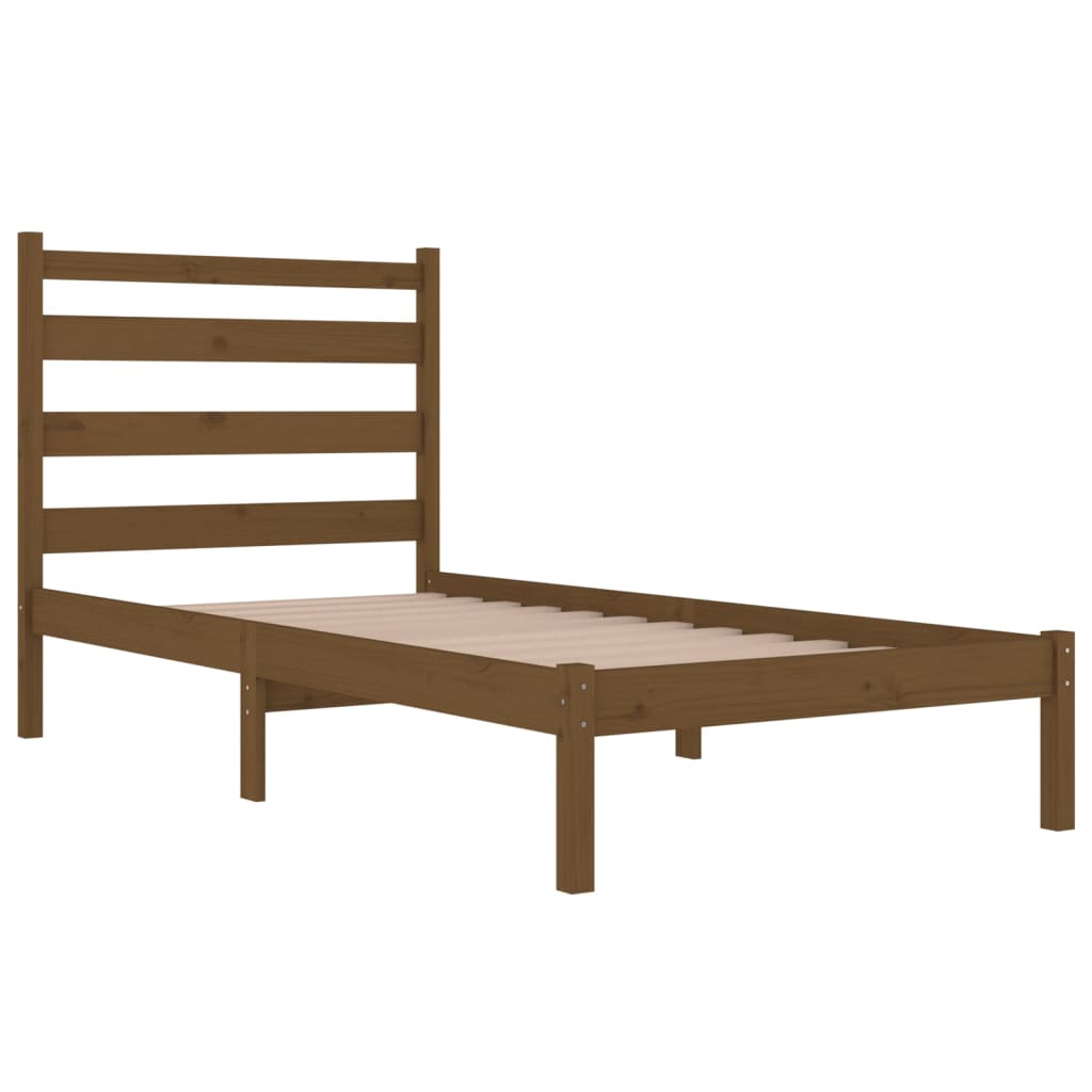 3103641 vidaXL Bed Frame without Mattress Honey Brown Solid Wood 100x200 cm (810010+818408)