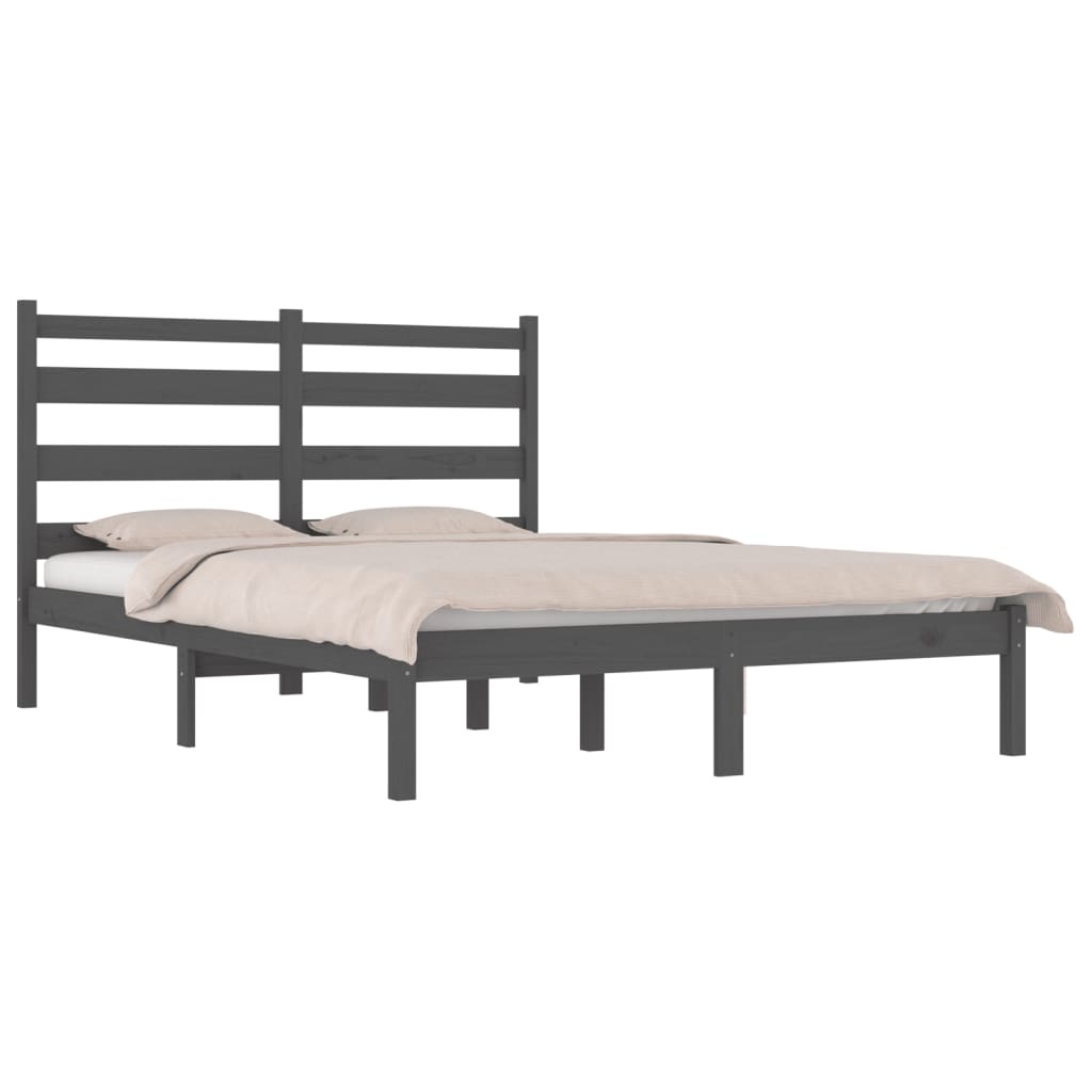 3103645 vidaXL Bed Frame without Mattress Grey Solid Wood 120x200 cm (810014+818412)