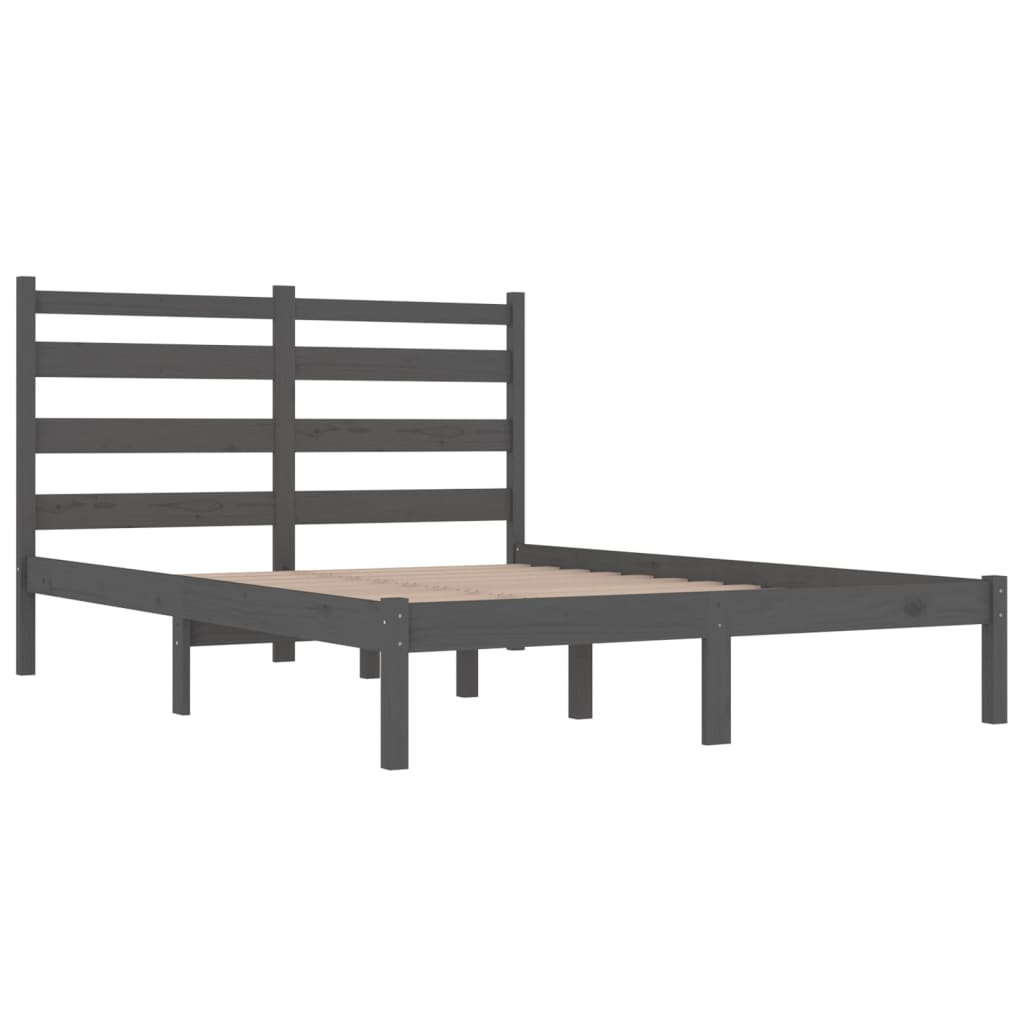 3103645 vidaXL Bed Frame without Mattress Grey Solid Wood 120x200 cm (810014+818412)