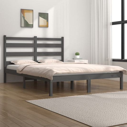 3103645 vidaXL Bed Frame without Mattress Grey Solid Wood 120x200 cm (810014+818412)