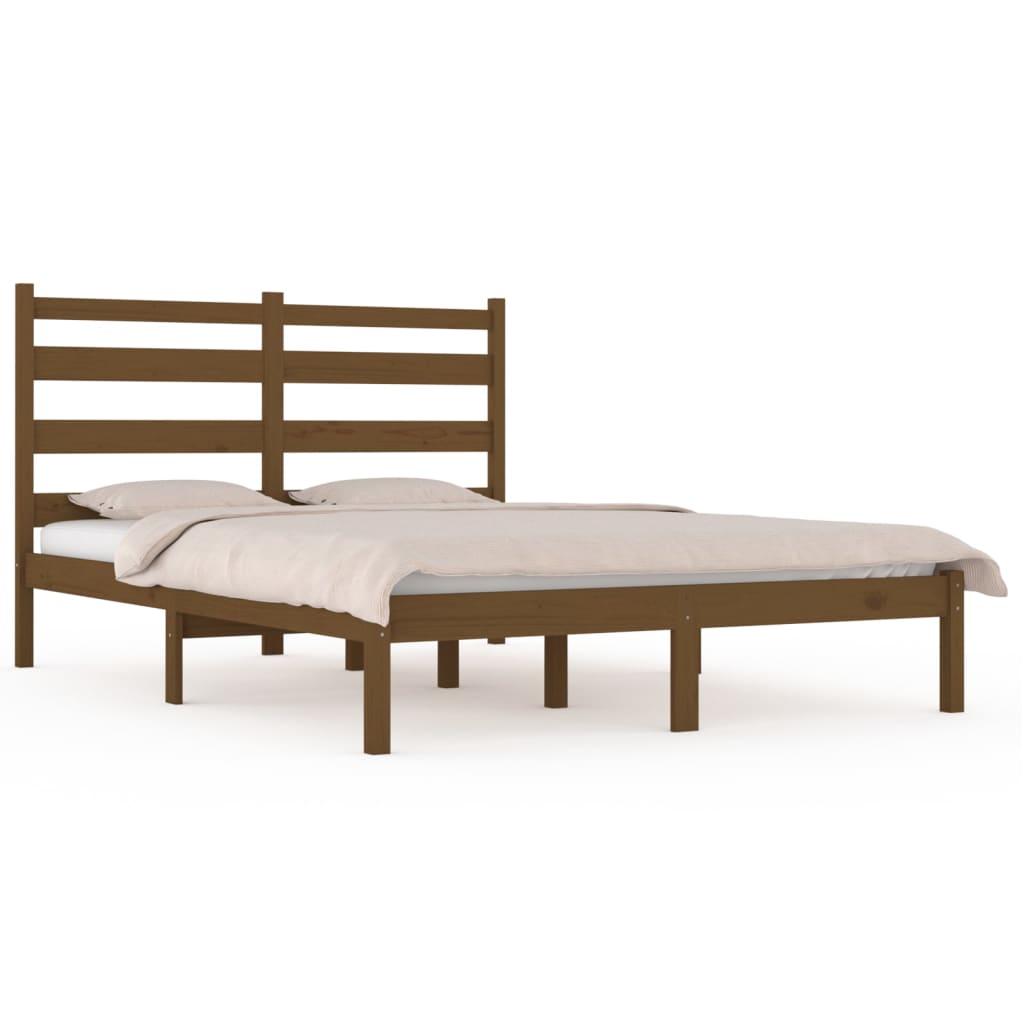 3103646 vidaXL Bed Frame without Mattress Honey Brown Solid Wood 120x200 cm (810015+818413)