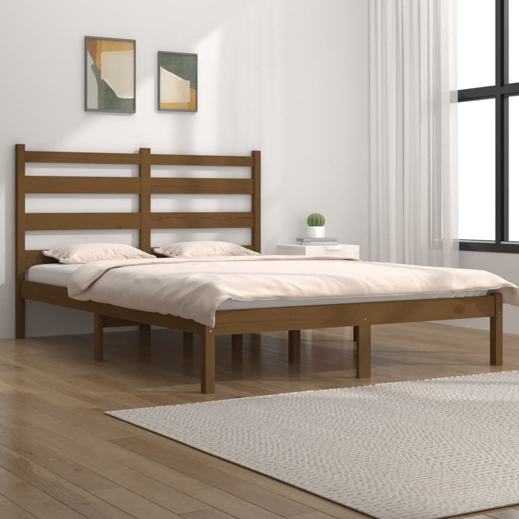 3103646 vidaXL Bed Frame without Mattress Honey Brown Solid Wood 120x200 cm (810015+818413)