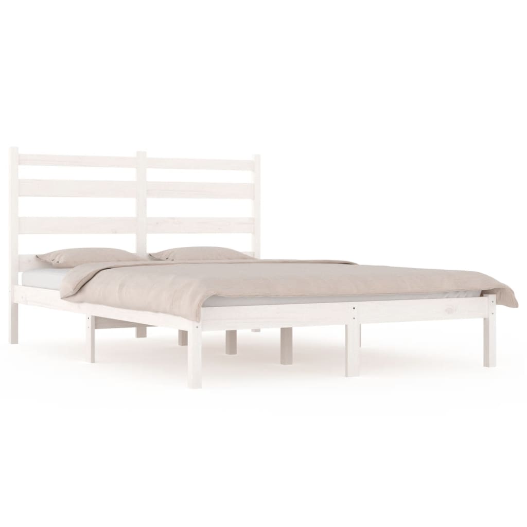 3103669 vidaXL Bed Frame without Mattress White Solid Wood 200x200 cm (810038+818441)