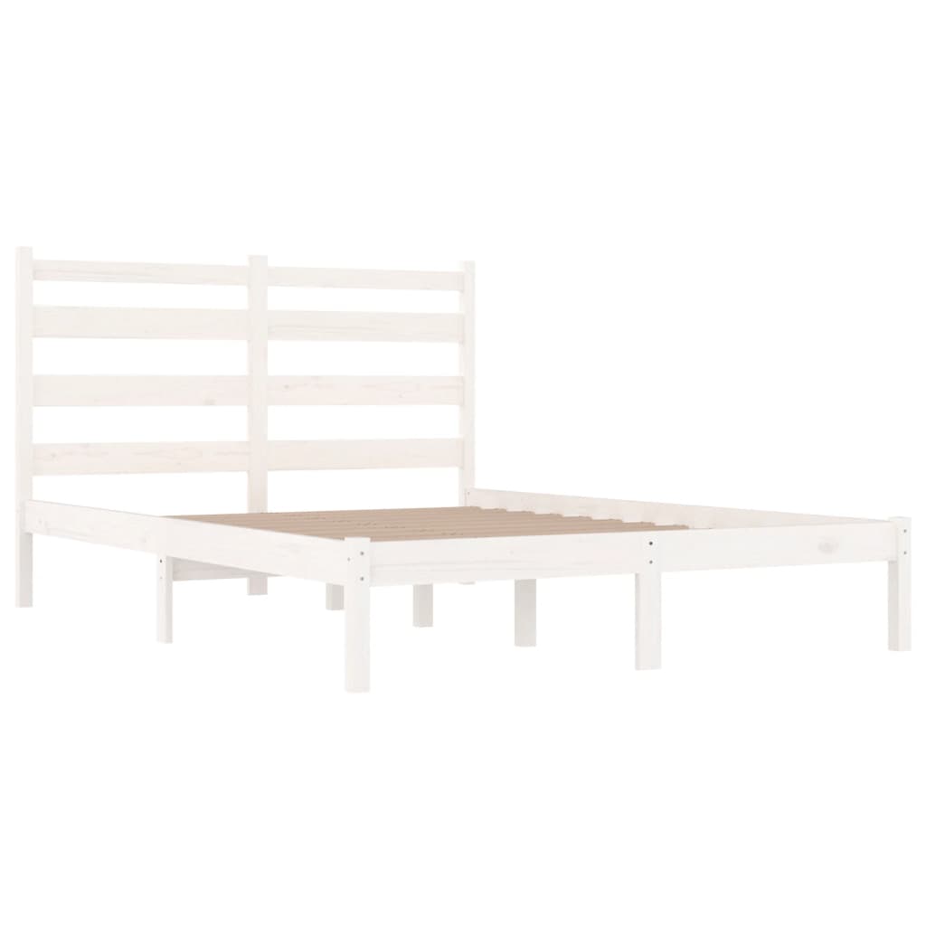 3103669 vidaXL Bed Frame without Mattress White Solid Wood 200x200 cm (810038+818441)