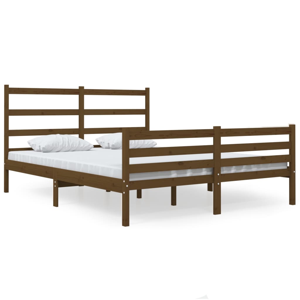 vidaXL Bed Frame without Mattress Honey Brown Solid Wood Small Double