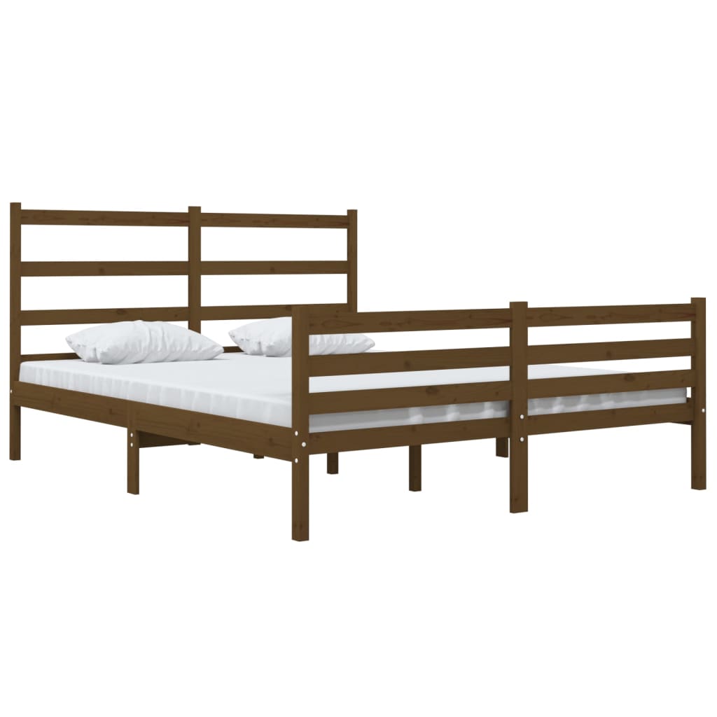 vidaXL Bed Frame without Mattress Honey Brown Solid Wood Small Double