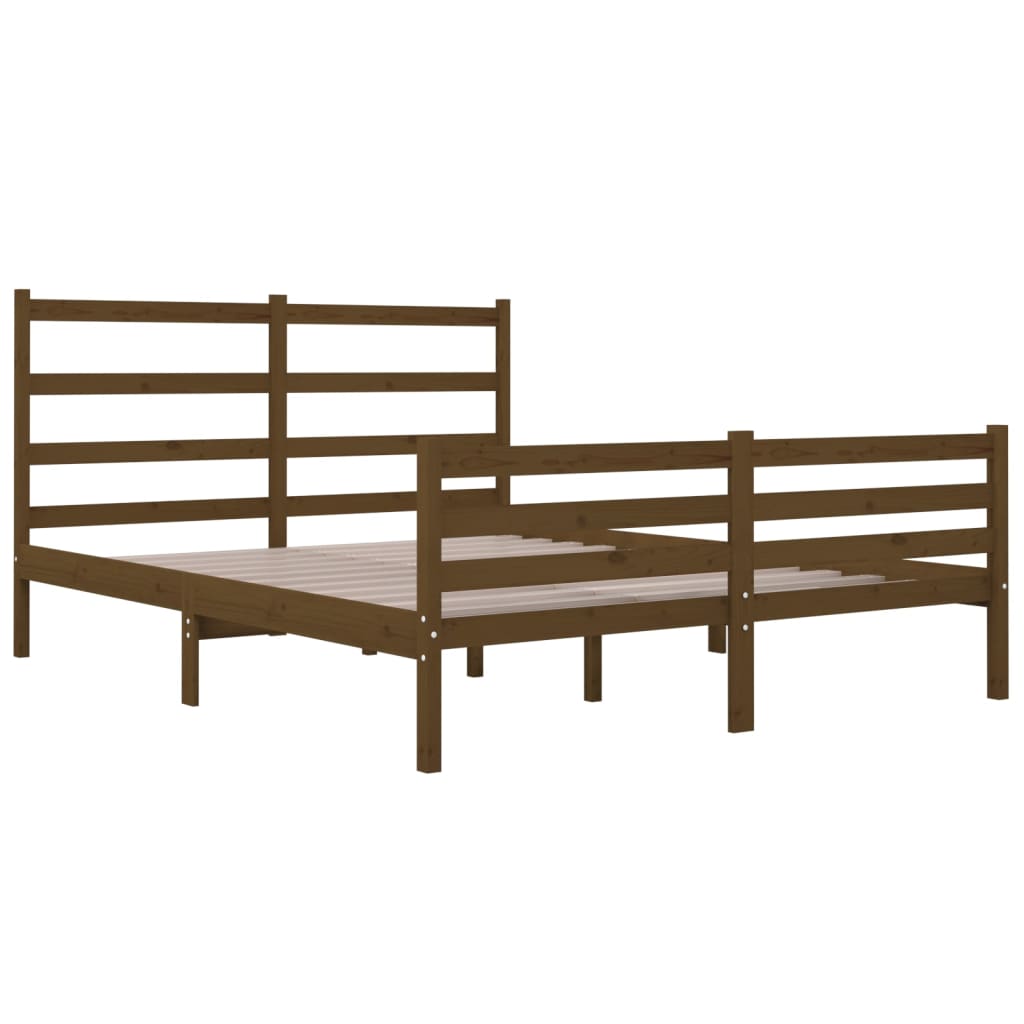 vidaXL Bed Frame without Mattress Honey Brown Solid Wood Small Double