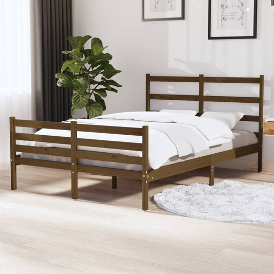 vidaXL Bed Frame without Mattress Honey Brown Solid Wood Small Double