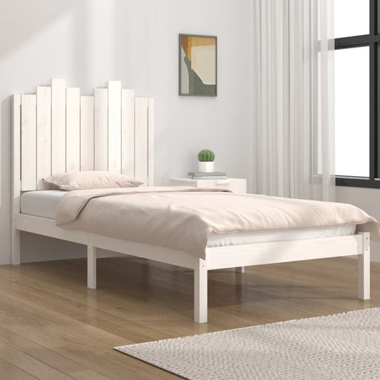 3103769 vidaXL Bed Frame without Mattress White Solid Wood 100x200 cm (810008+818456)