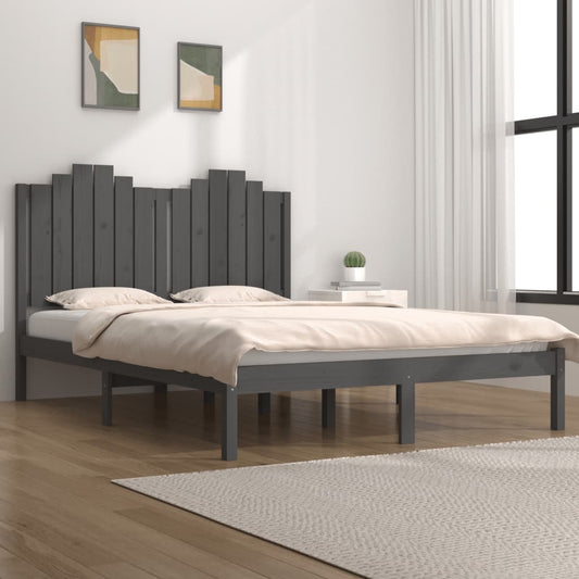 3103775 vidaXL Bed Frame without Mattress Grey Solid Wood 120x200 cm (810014+818462)