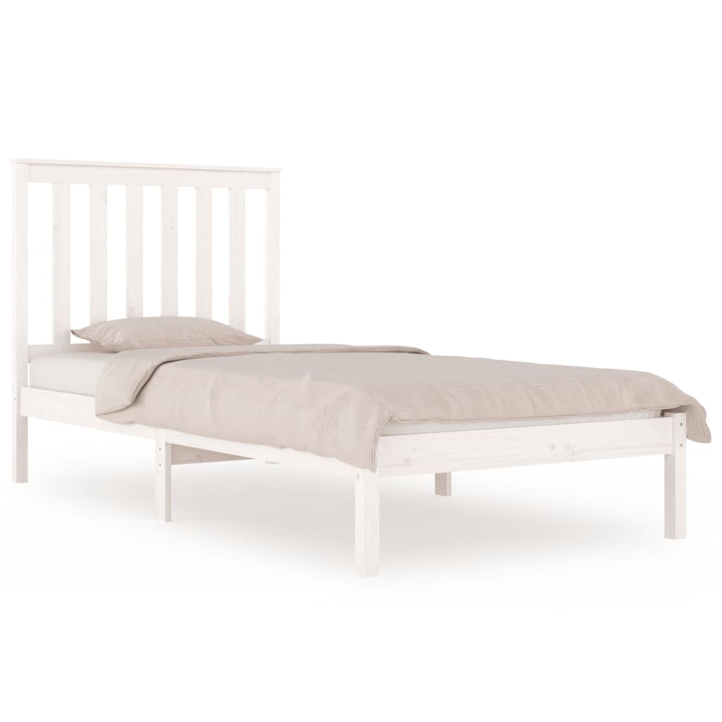 3103834 vidaXL Bed Frame without Mattress White Solid Wood 100x200 cm (810008+818506)