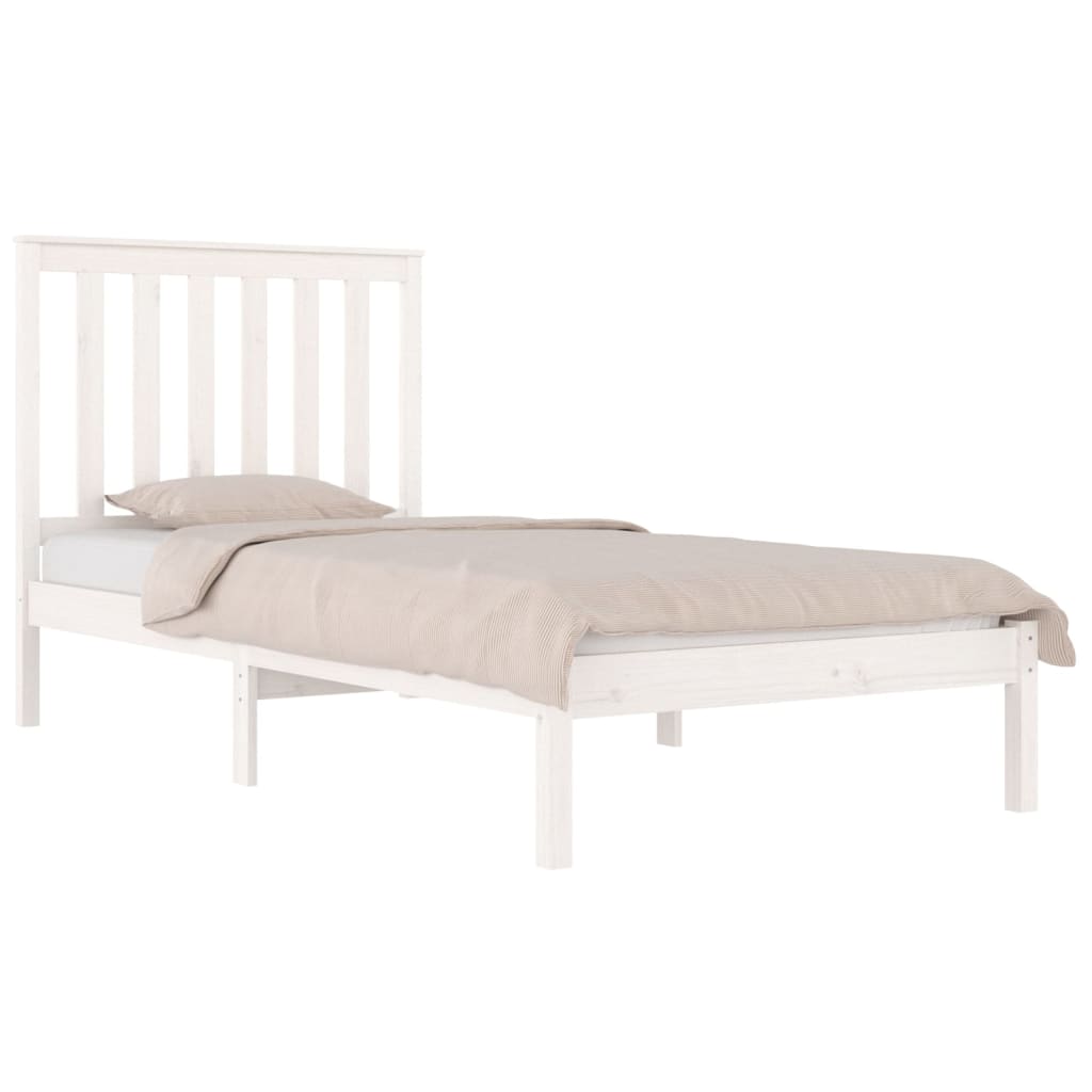 3103834 vidaXL Bed Frame without Mattress White Solid Wood 100x200 cm (810008+818506)