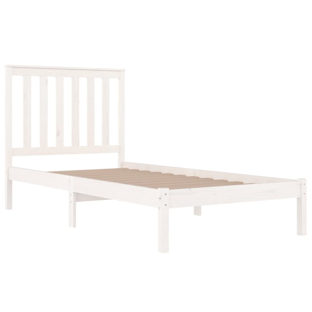 3103834 vidaXL Bed Frame without Mattress White Solid Wood 100x200 cm (810008+818506)