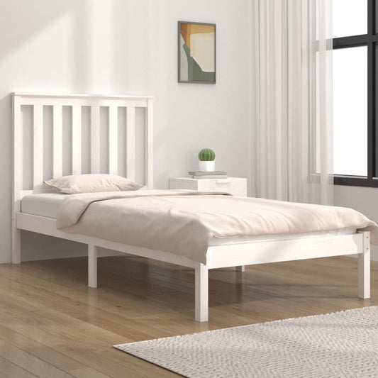 3103834 vidaXL Bed Frame without Mattress White Solid Wood 100x200 cm (810008+818506)