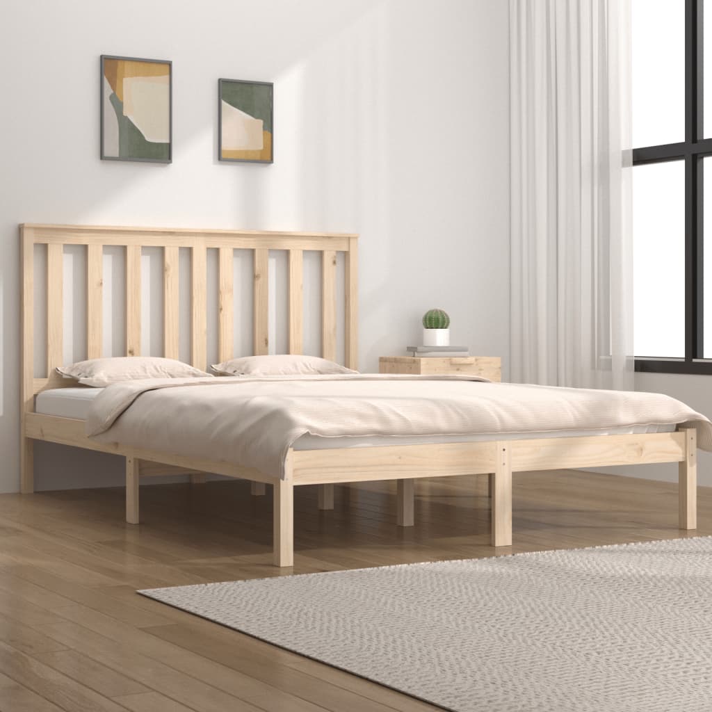 3103843 vidaXL Bed Frame without Mattress Solid Wood 140x200 cm (810017+818520)