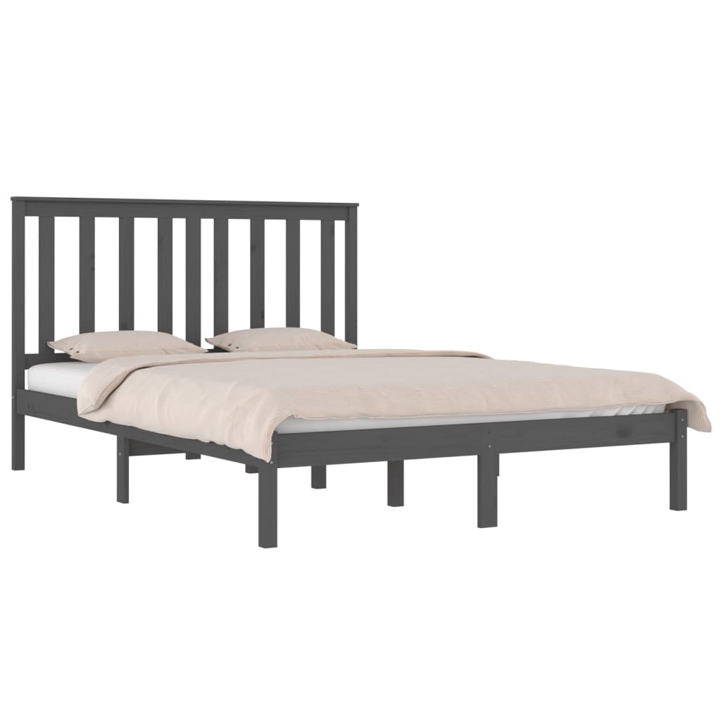 3103855 vidaXL Bed Frame without Mattress Grey Solid Wood 160x200 cm (810029+818532)