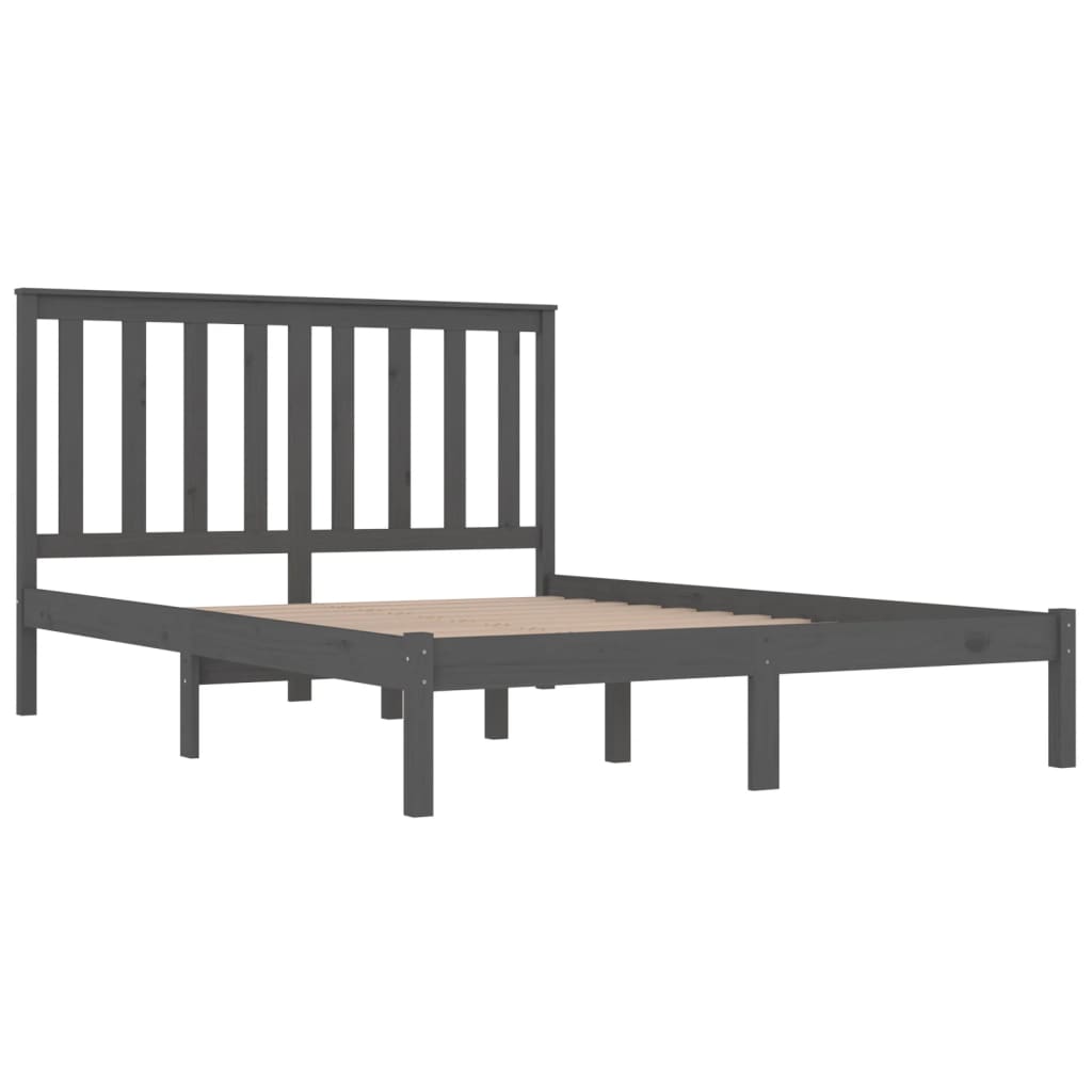 3103855 vidaXL Bed Frame without Mattress Grey Solid Wood 160x200 cm (810029+818532)