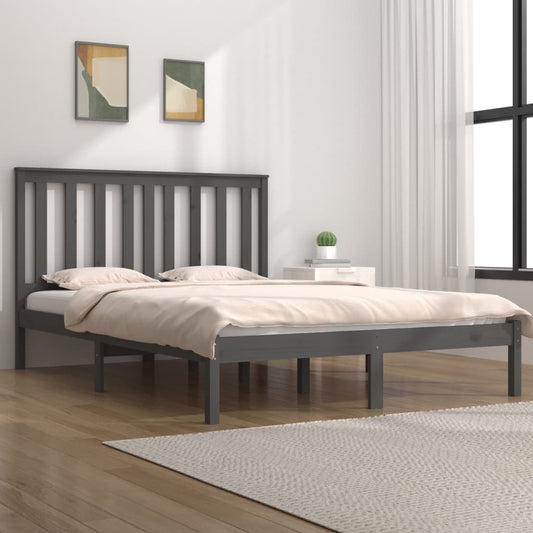 3103855 vidaXL Bed Frame without Mattress Grey Solid Wood 160x200 cm (810029+818532)