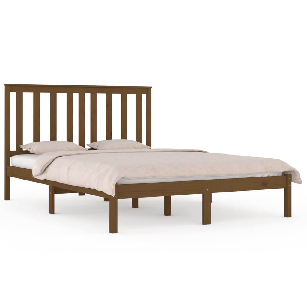 3103866 vidaXL Bed Frame without Mattress Honey Brown Solid Wood 200x200 cm (810040+818543)