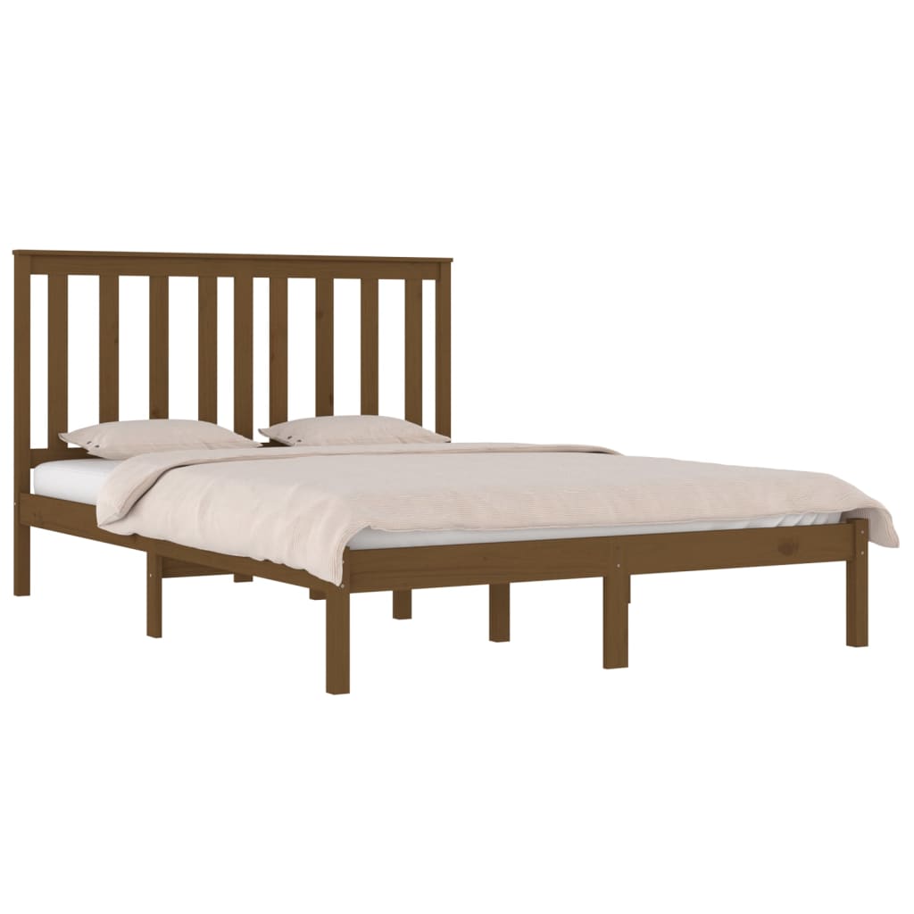 3103866 vidaXL Bed Frame without Mattress Honey Brown Solid Wood 200x200 cm (810040+818543)