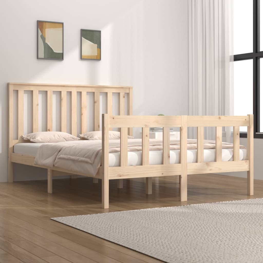 vidaXL Bed Frame Solid Wood Pine 135x190 cm Double